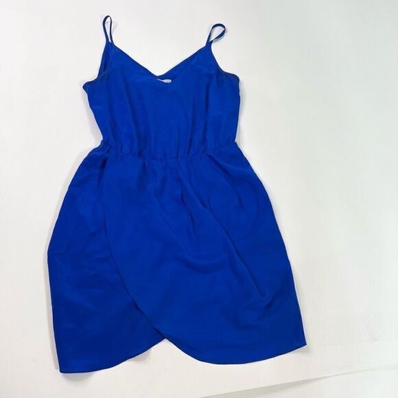 Amanda Uprichard Dress Womens XS Royal Blue Cinched Mini Spaghetti Strap Silk - Picture 1 of 10